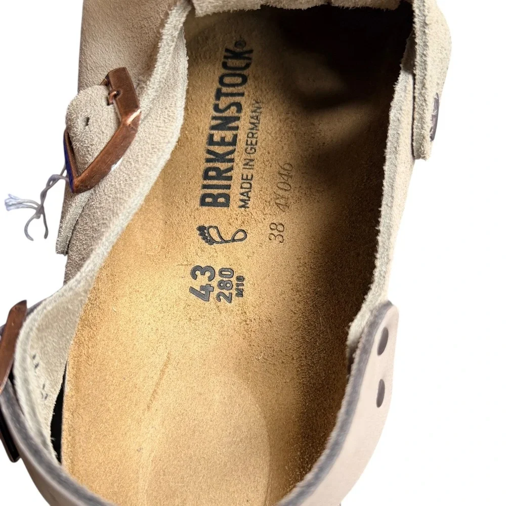 Birkenstock Tokio II Sand Suede Clogs Mules Sandals Mens 10 Adjustable Strap NIB